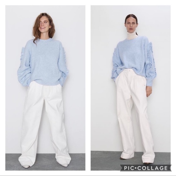 NWT Zara 🦋Bloggers Fave🦋 Flounce Knit Sweater - Picture 4 of 14
